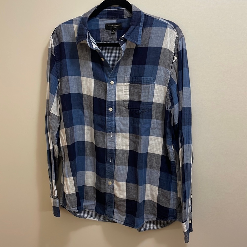 Medium blue plaid flannel